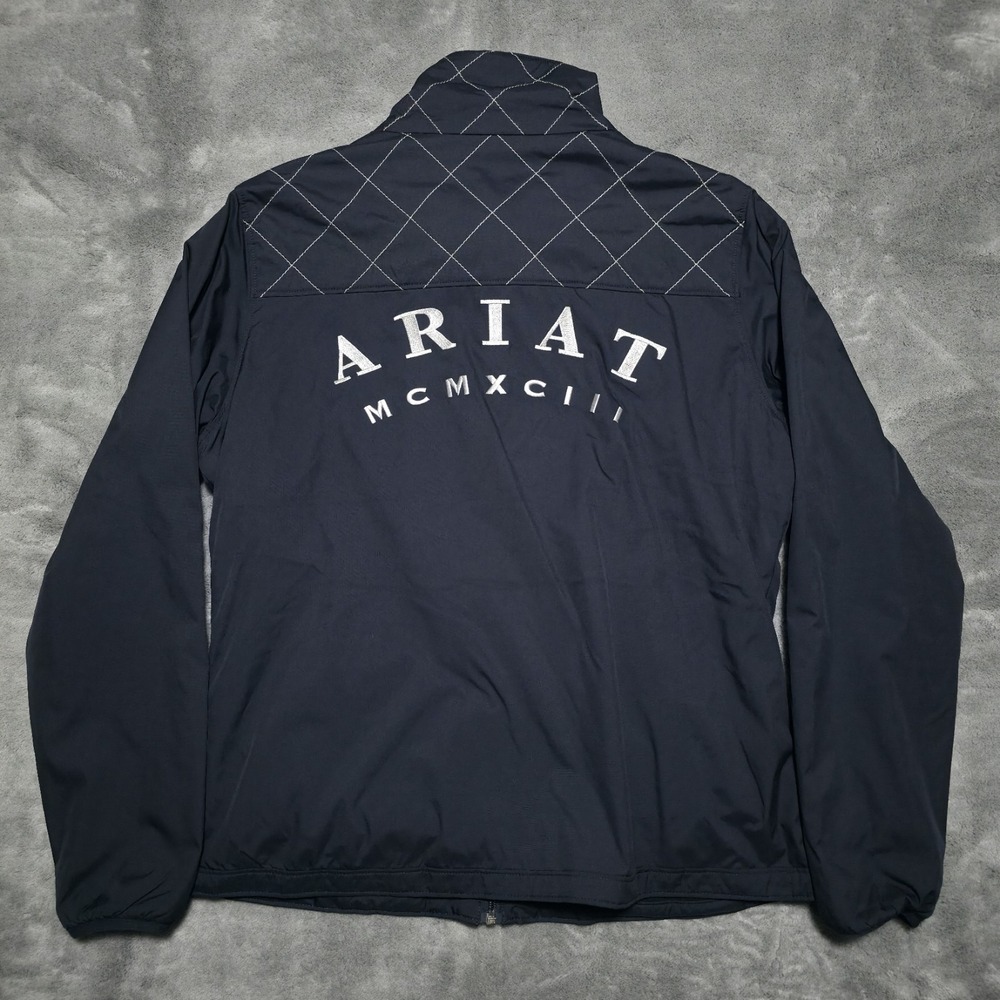 Ariat Women's XL Navy Full Zip Reversible Fleece Jacket Equestrian Coat *RARE.